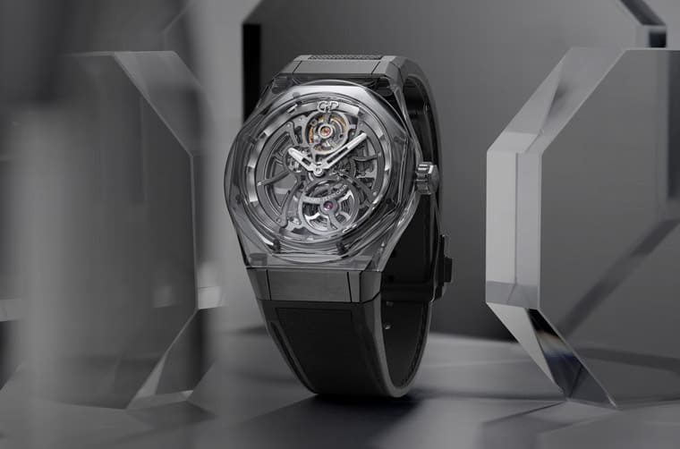 GP芝柏表Laureato再次搭配藍(lán)寶石透明表殼展現(xiàn)鏤空機芯之美