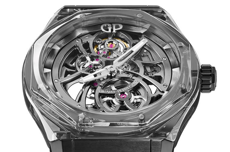 GP芝柏表Laureato再次搭配藍(lán)寶石透明表殼展現(xiàn)鏤空機芯之美